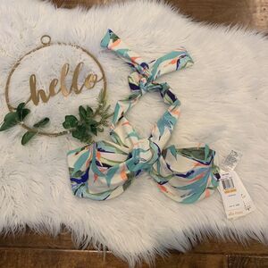 Ella Moss Bikini Top UW Wrap Bra Size Small 2 Way Wrap Blue Green Orange New